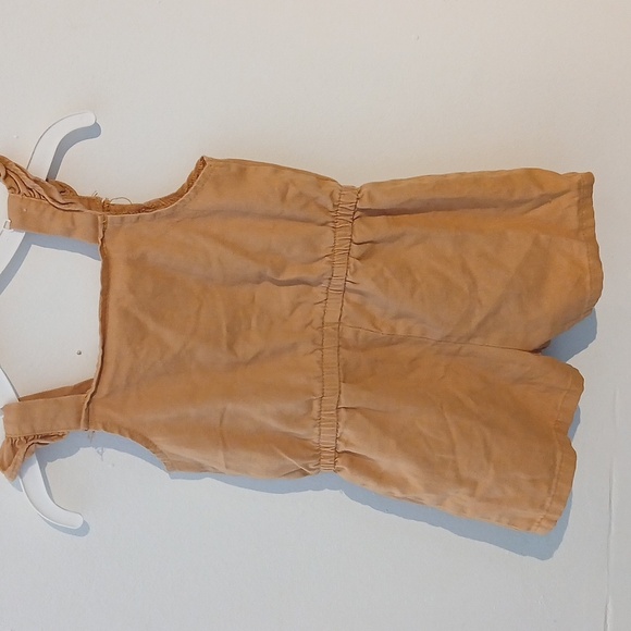 Tan Kids Romper with Floral Embroidery - Picture 3 of 6